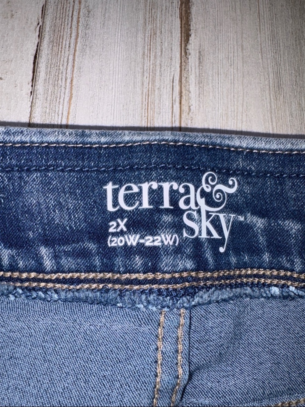 Terra & Sky  Jeggings Skinny Hgh Rise Washed Blue Size 2X (20-22W) - Picture 5 of 12